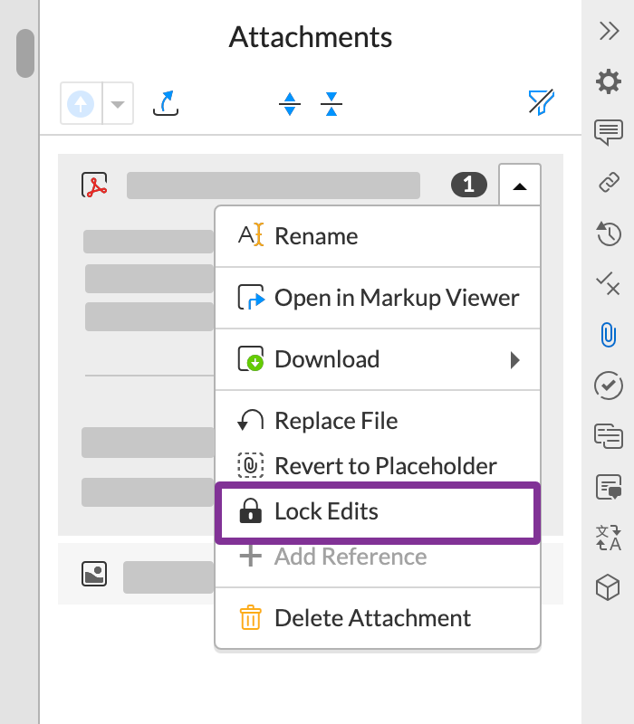 select lock edits from the dropdown menu next to your attachment