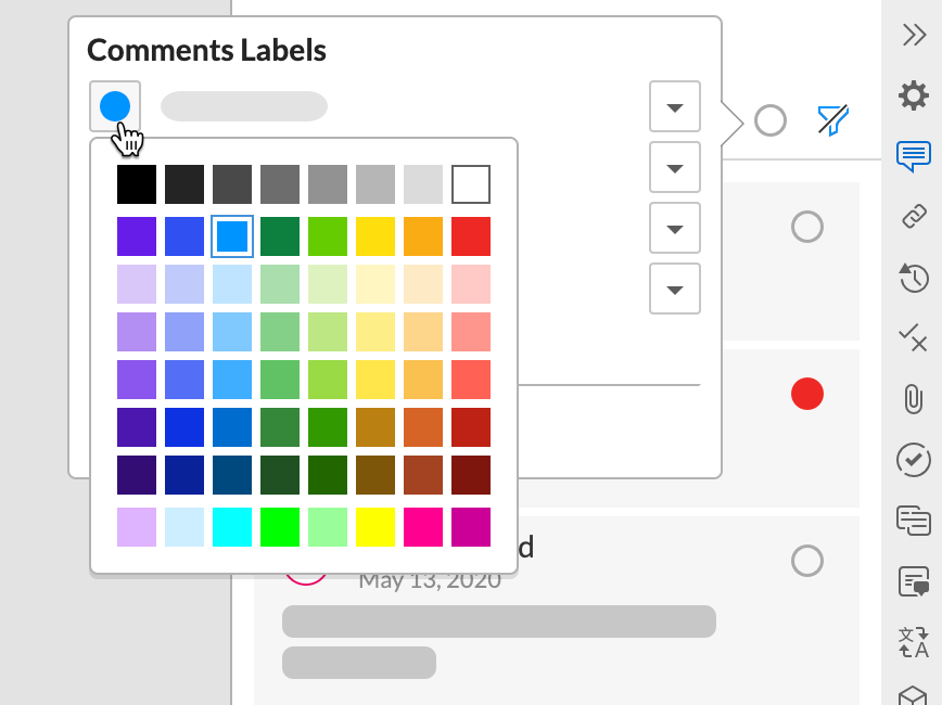 select a color from the palette