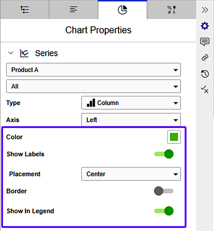 adjusting charts with settings