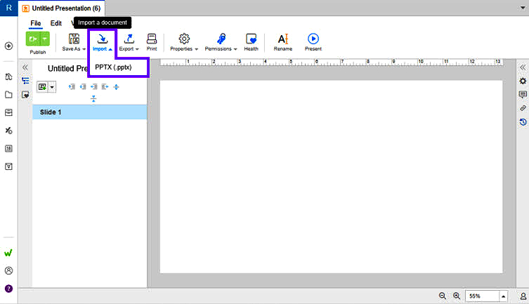 import a PowerPoint presentation into Workiva
