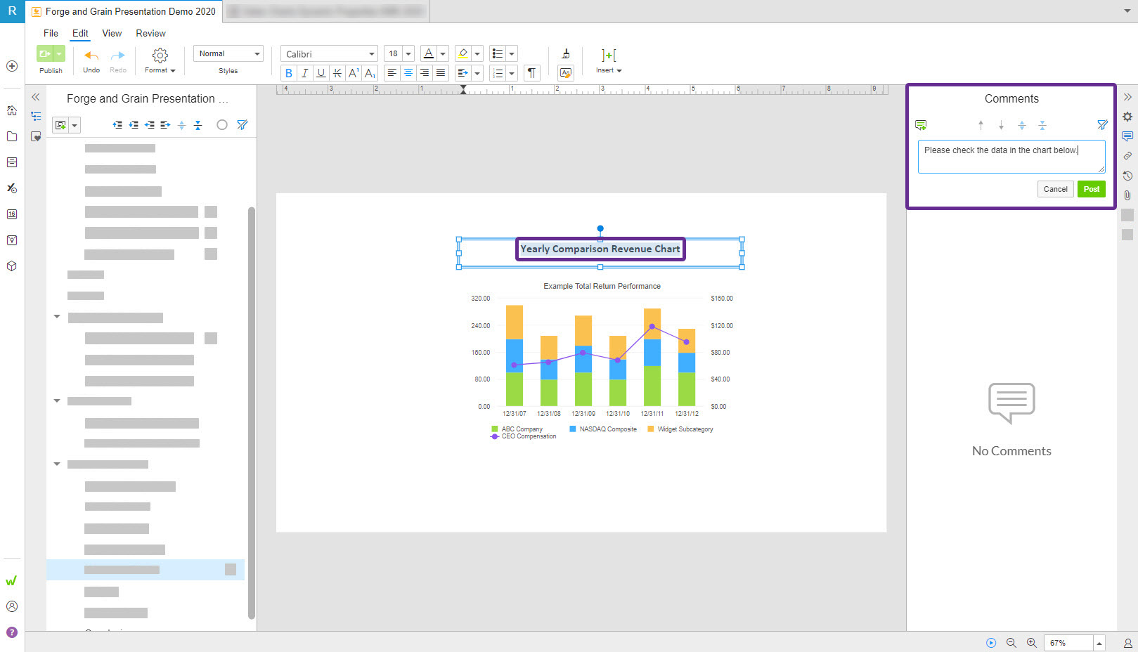 Comments in charts – Support Center