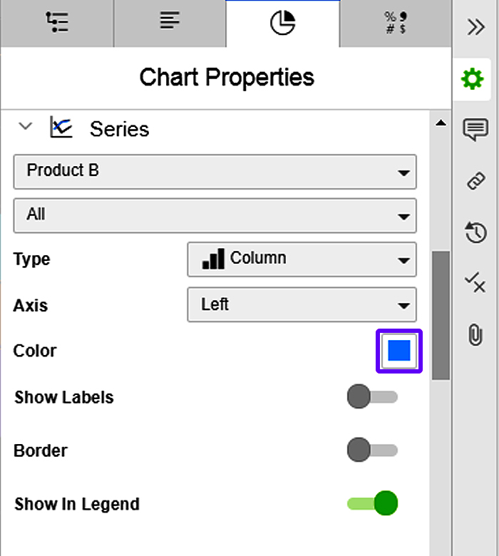 choose a color for a column or bar chart in Workiva