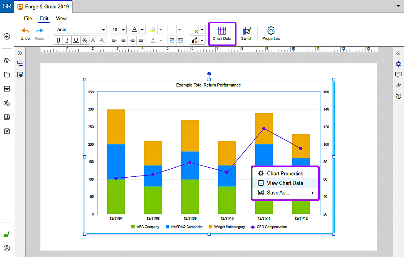 navigate to chart data