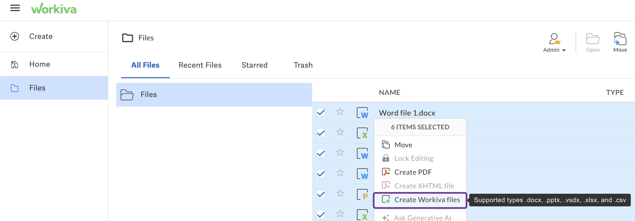 Create Workiva files