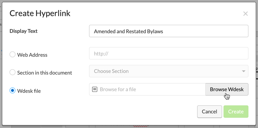 Choose where you want to hyperlink your selection