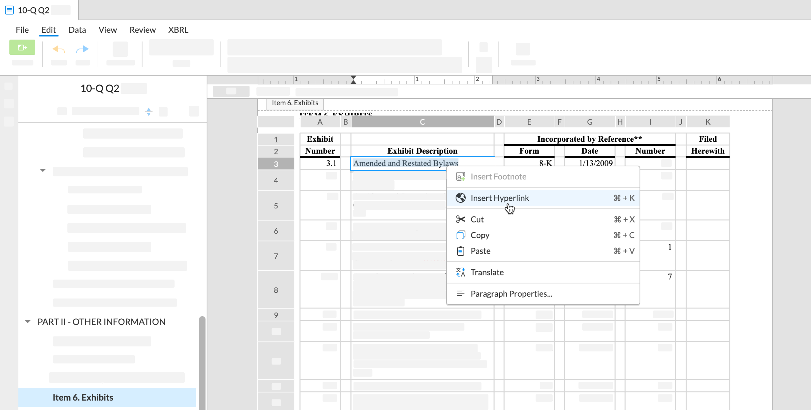Select Insert Hyperlink