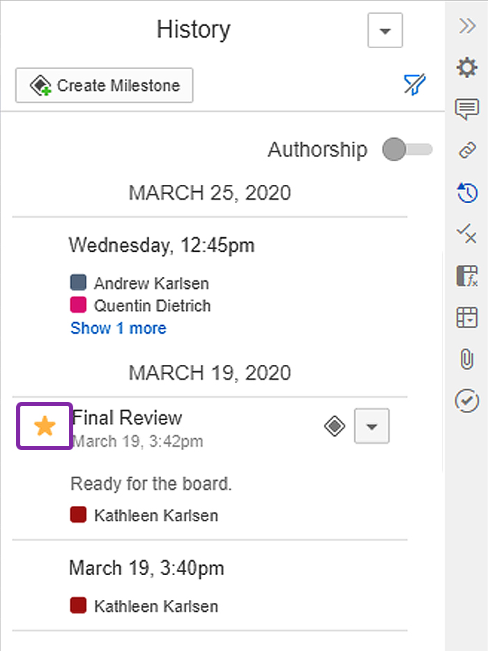 clicking the star includes the revision in your starred revisions