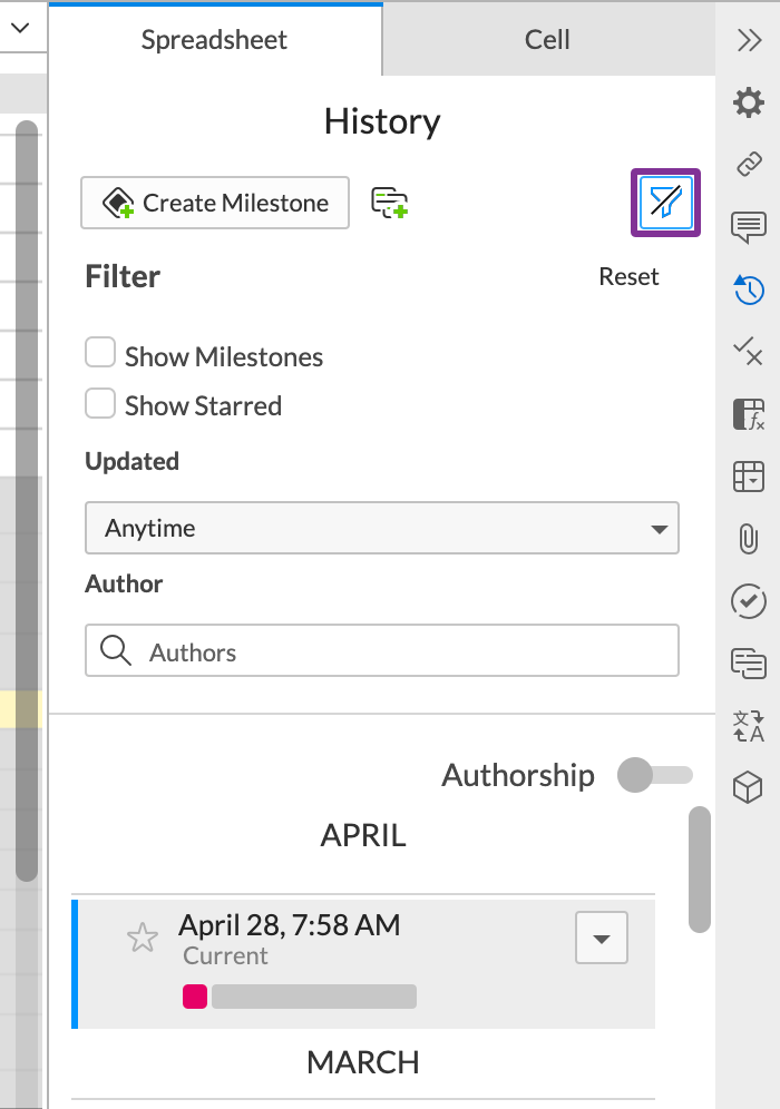 click the filter icon to open the filter options
