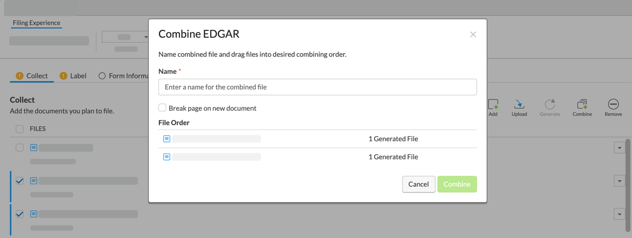 Name file and select order