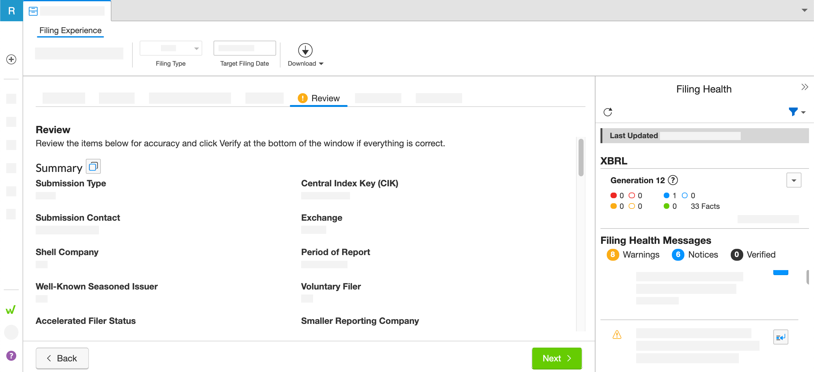 Review a filing