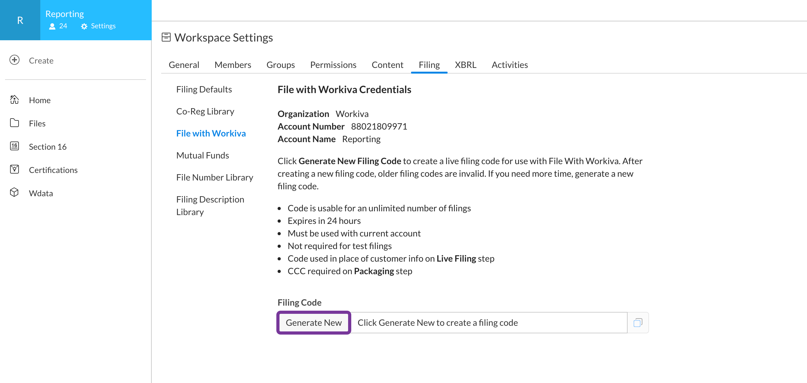 Generate New button