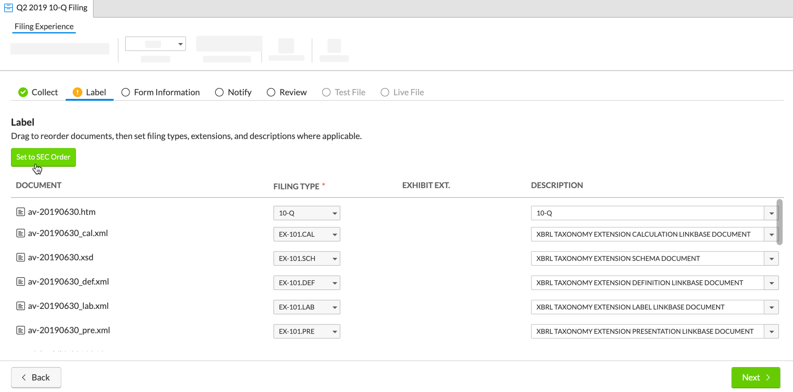 Set document order