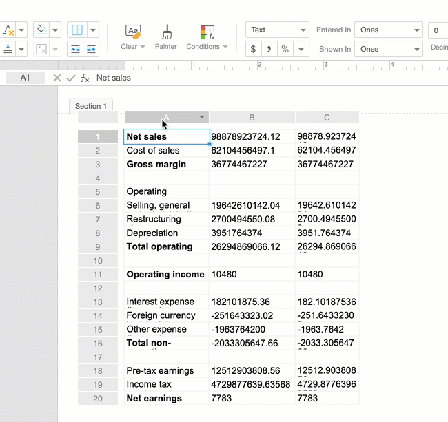 The document outline panel