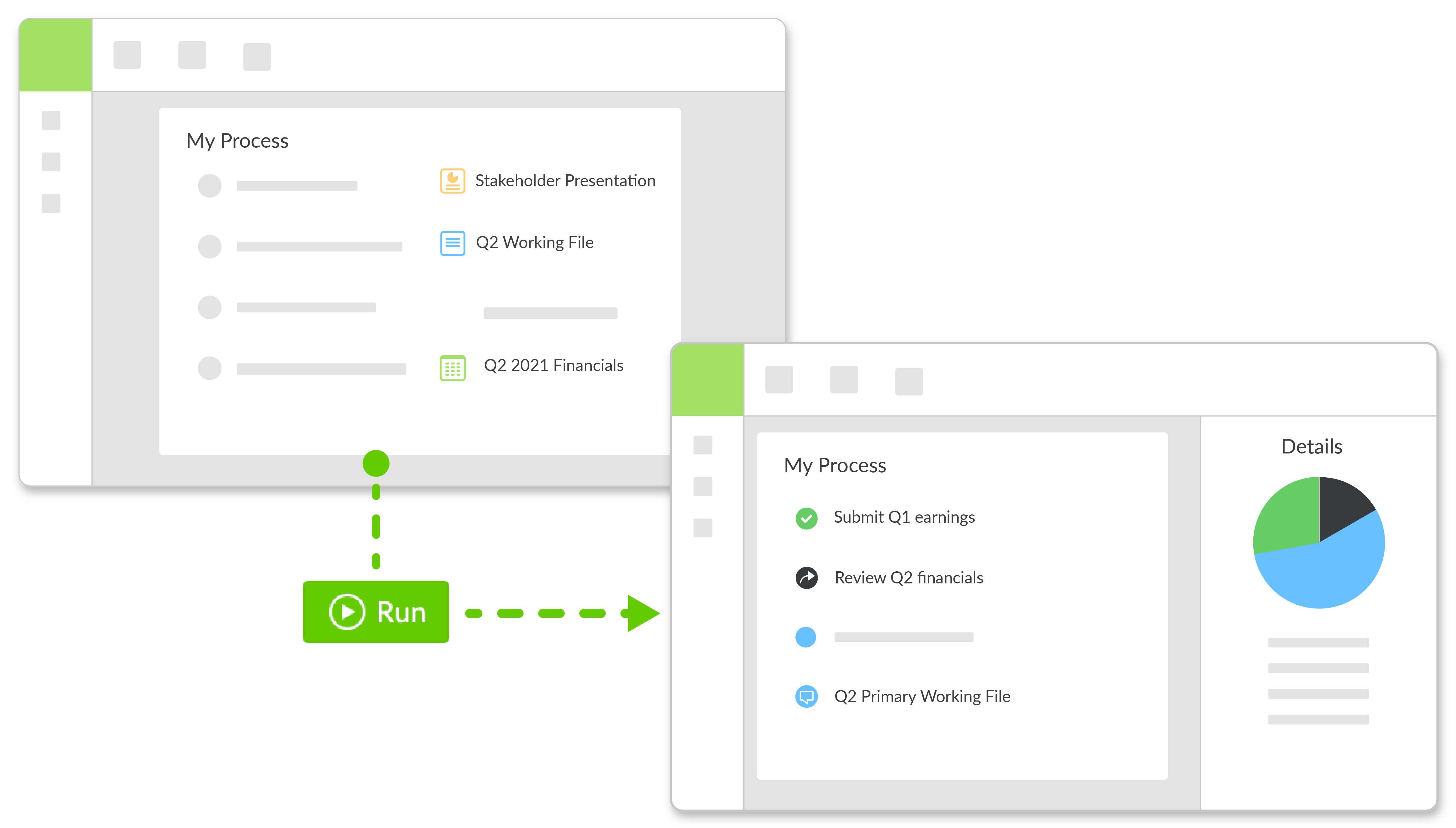 Build your process by adding Tasks as actions
