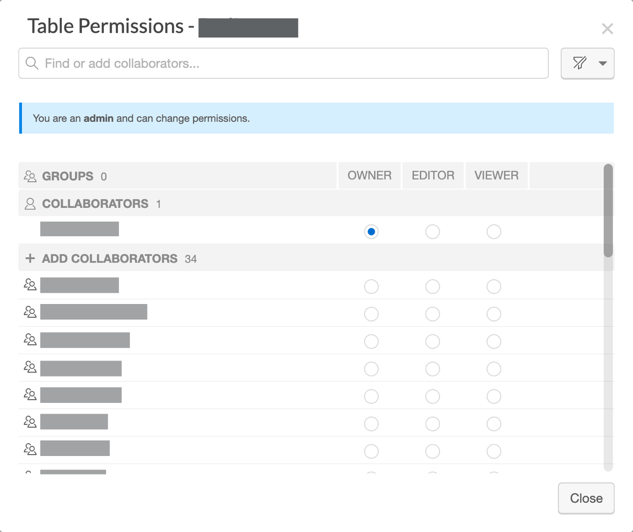 Table Permissions