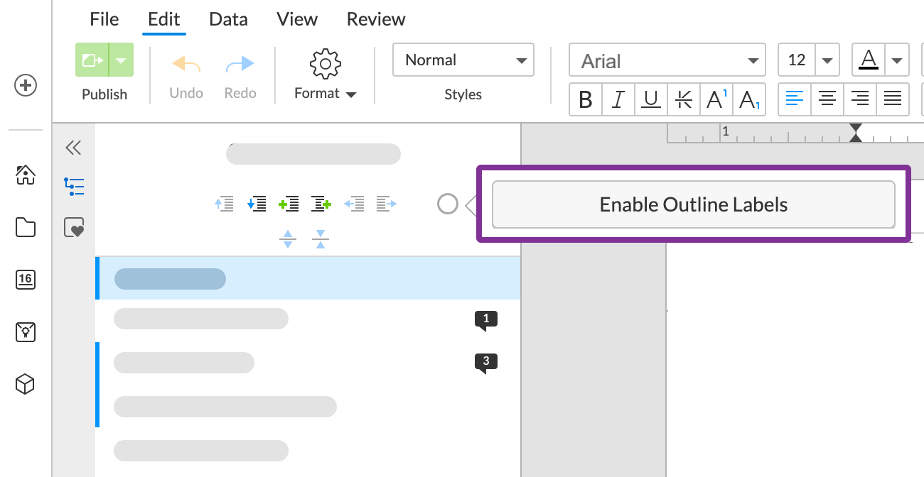 click enable to add the default label set to your document