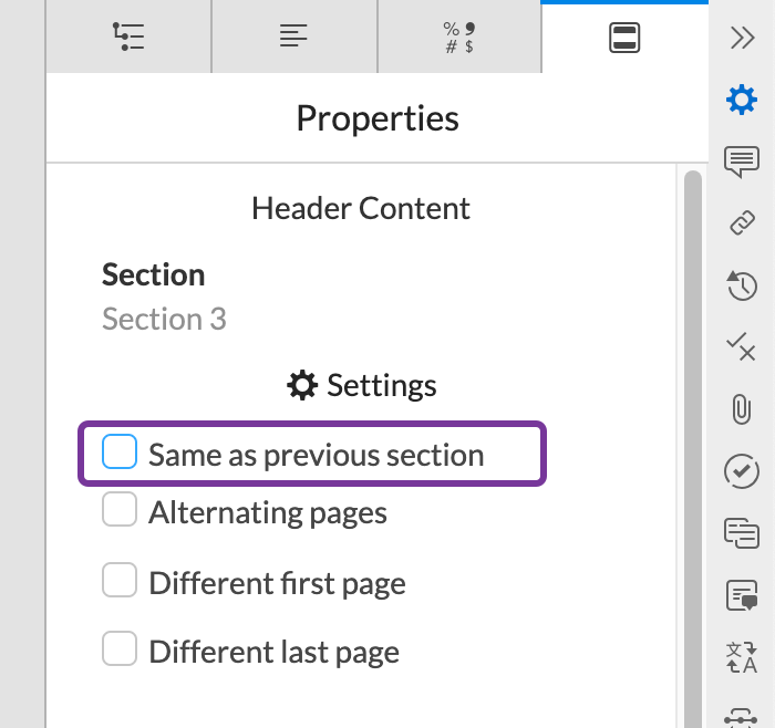 check the same as previous section box