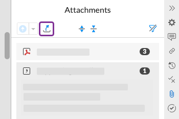 select export attachments at the top of the panel