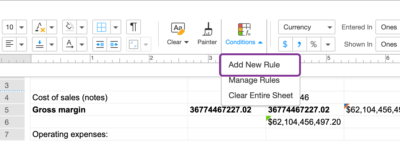 conditional formatting in tables