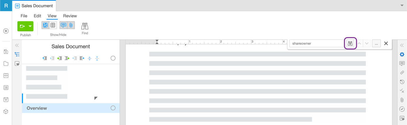 find and replace feature