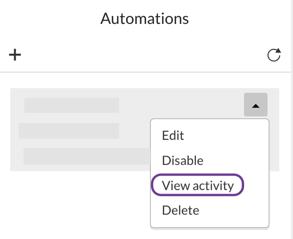 select View activity from the drop-down list