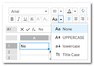 Screenshot of pulldown menu illustrating Case formatting control in Title Bar.