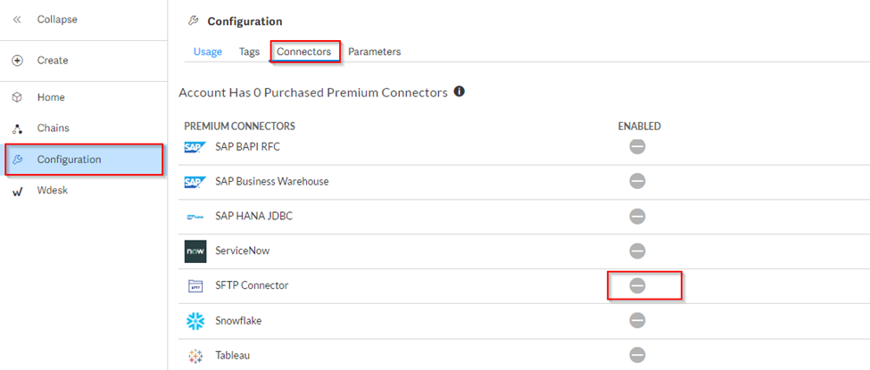 Wdata configuration panel screenshot