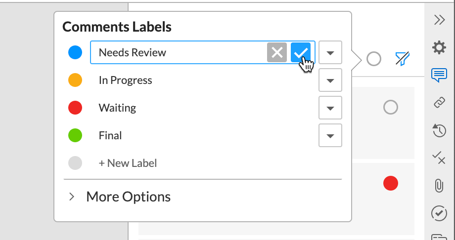 press enter or click the checkmark to add your new label's name