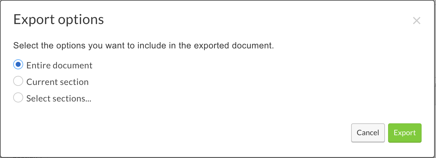 Choose what should be exported
