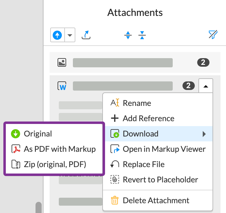 download markup or the original attachment