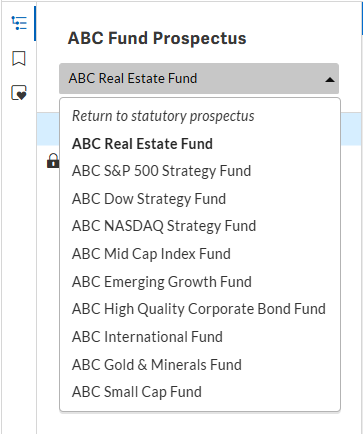 Previous summary prospectus views drop down