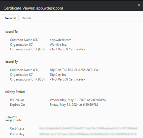 Screenshot of the Certificate Viewer, showing the General tab.