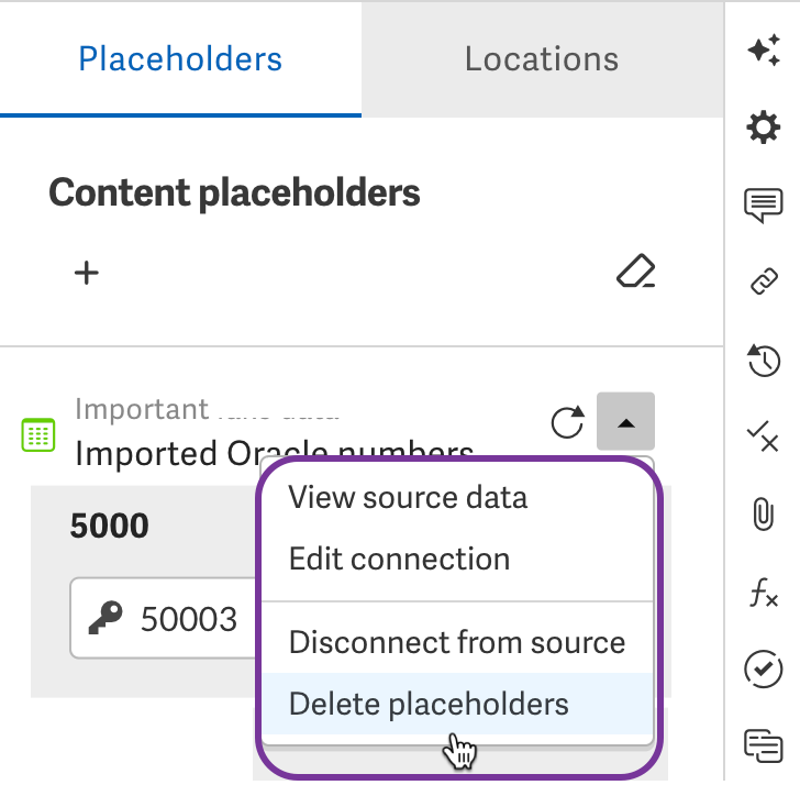 Delete group of placeholders menu