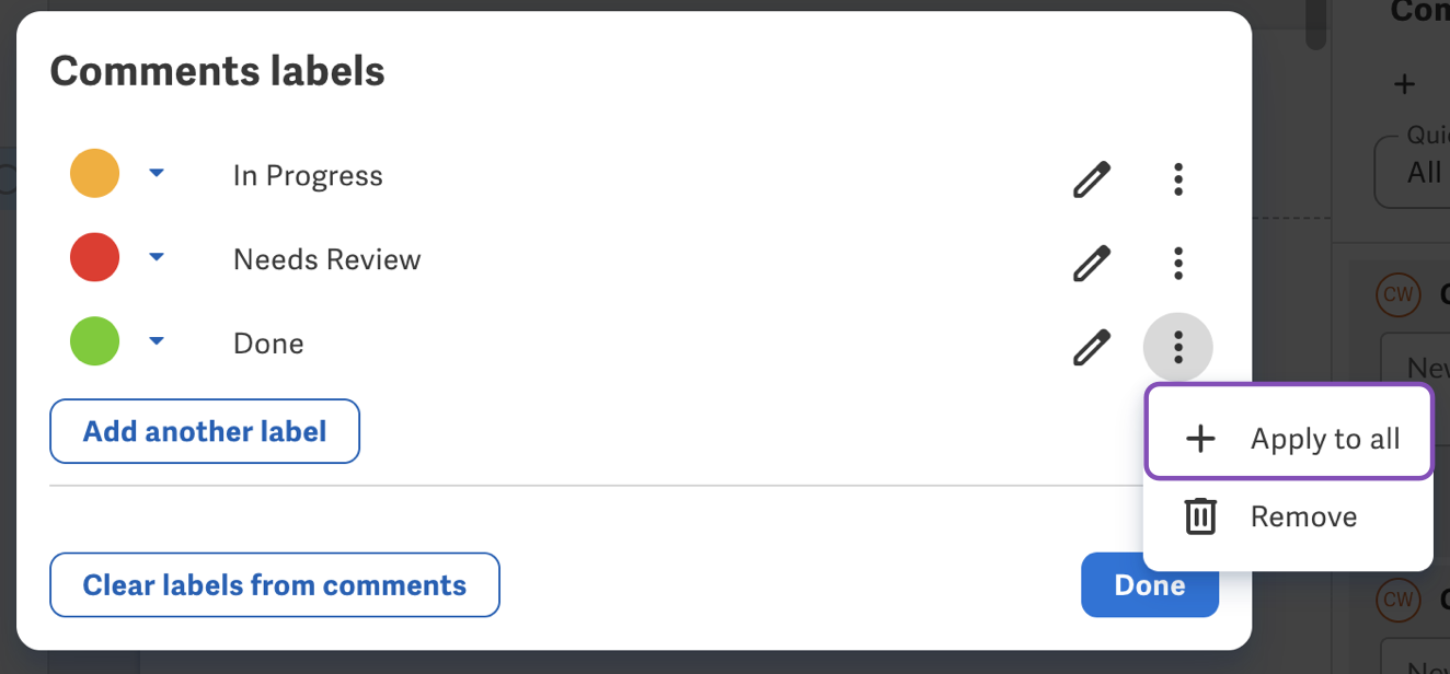 Apply labels to all comments