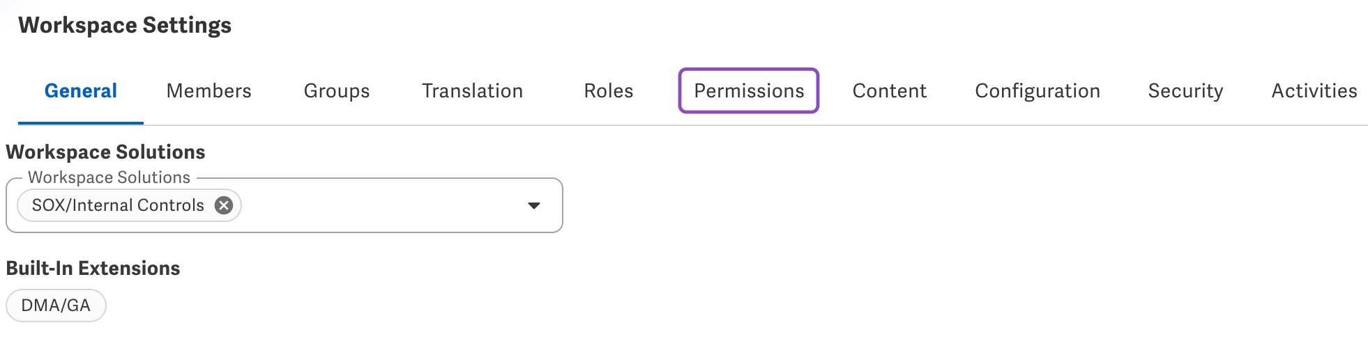 Permissions tab
