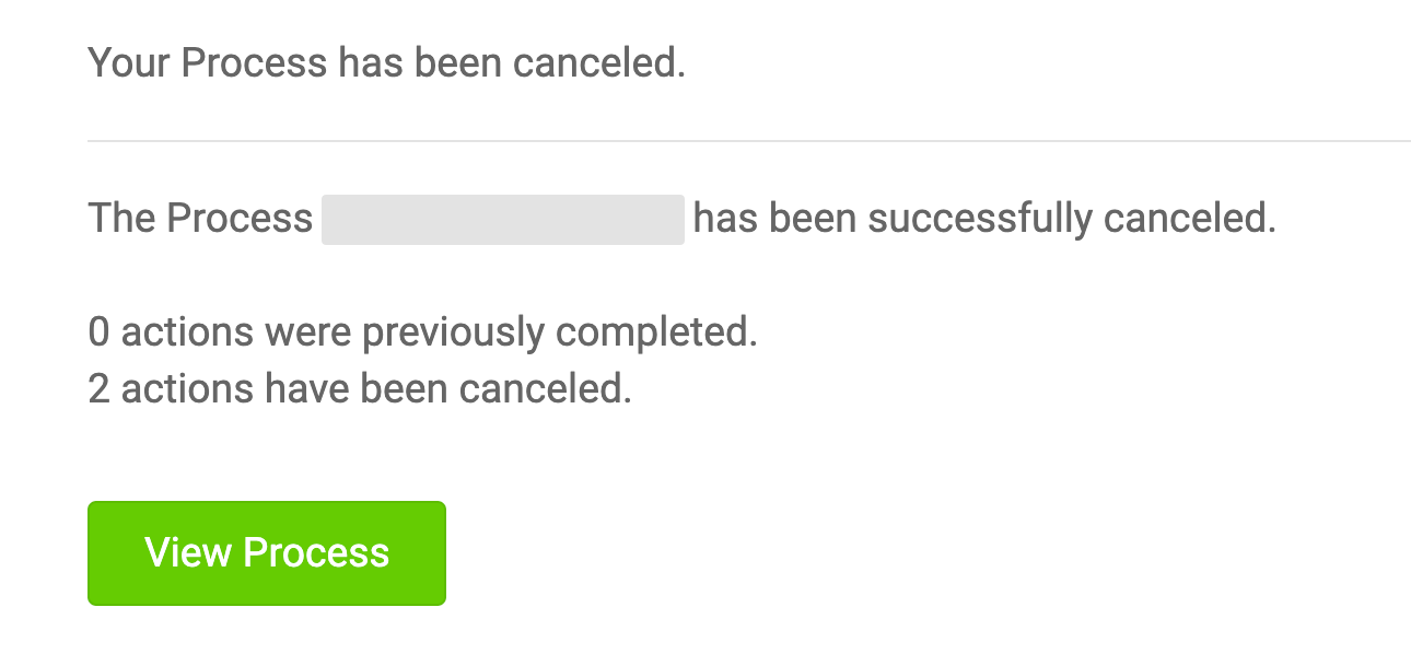 the cancelation email reviews how many actions were completed or canceled