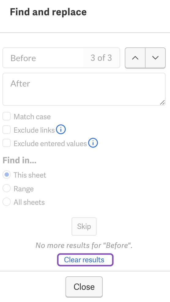 Finished reviewing, click Clear results to restart.