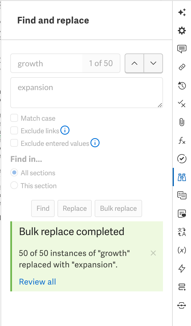 Successfully replaced all instances