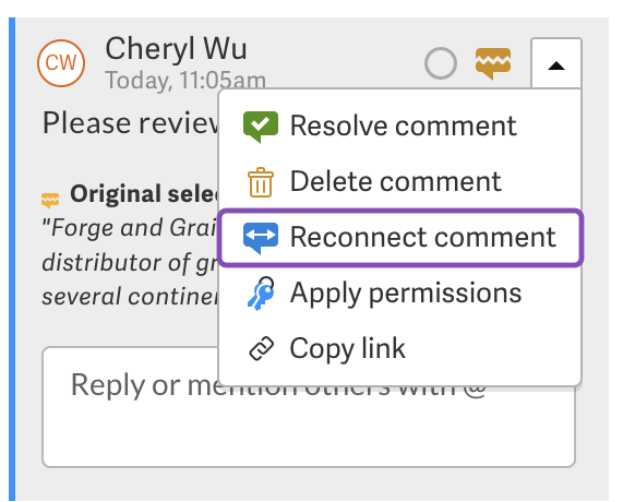 Reconnect comment