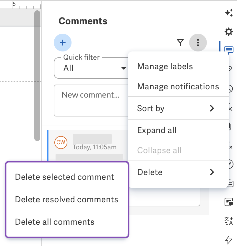 Delete comments