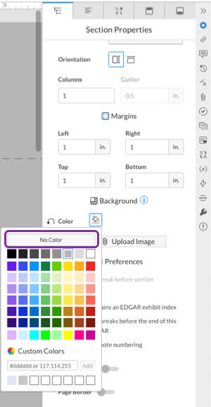 select the no color tile from the palette
