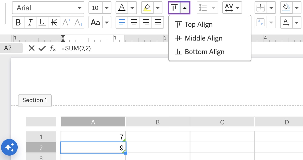 Vertical align option