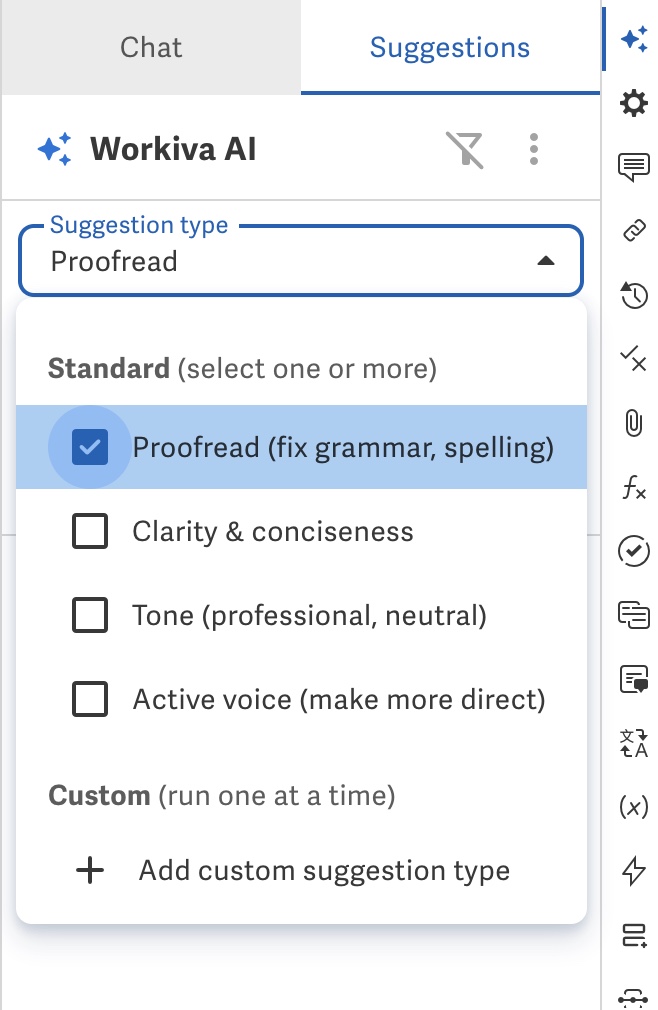 Select standard suggestion to run