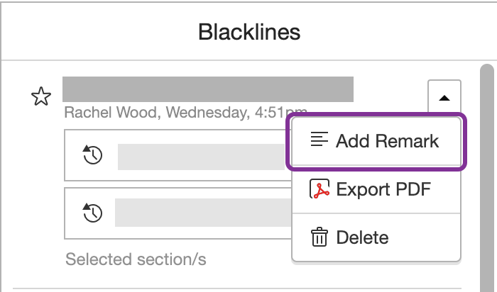 add a remark to a blackline