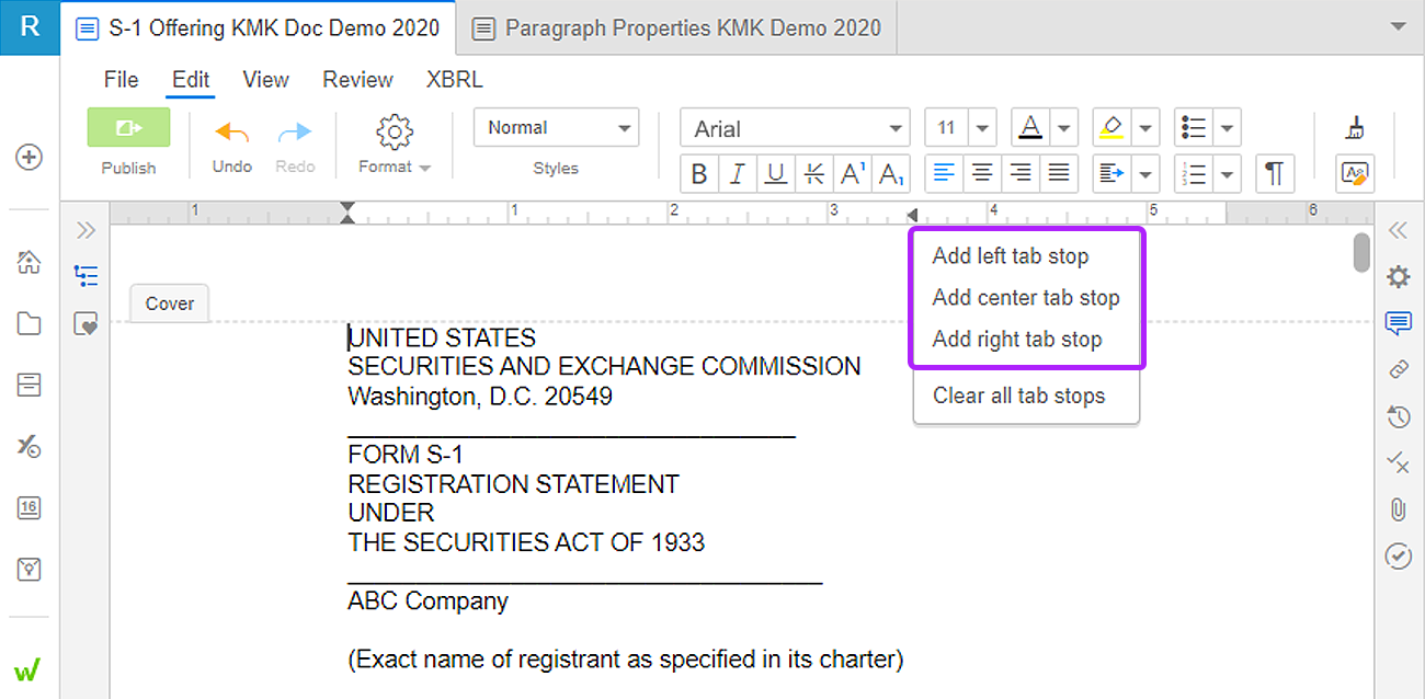 using paragraph properties