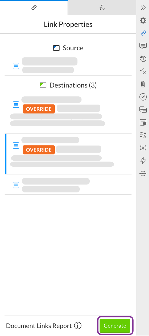 Generate document links report