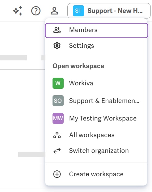 Dropdown menu to go to Members page