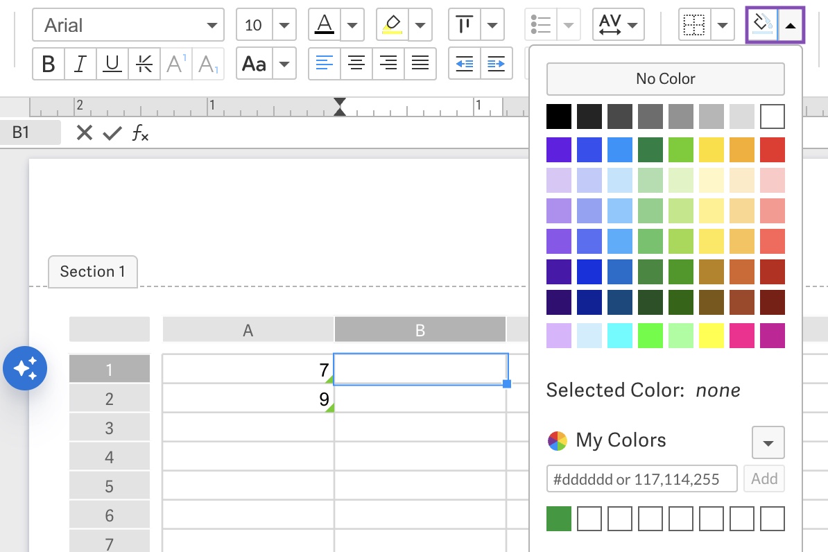 Background color tool