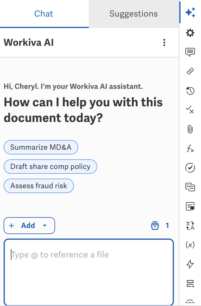 AI document companion panel
