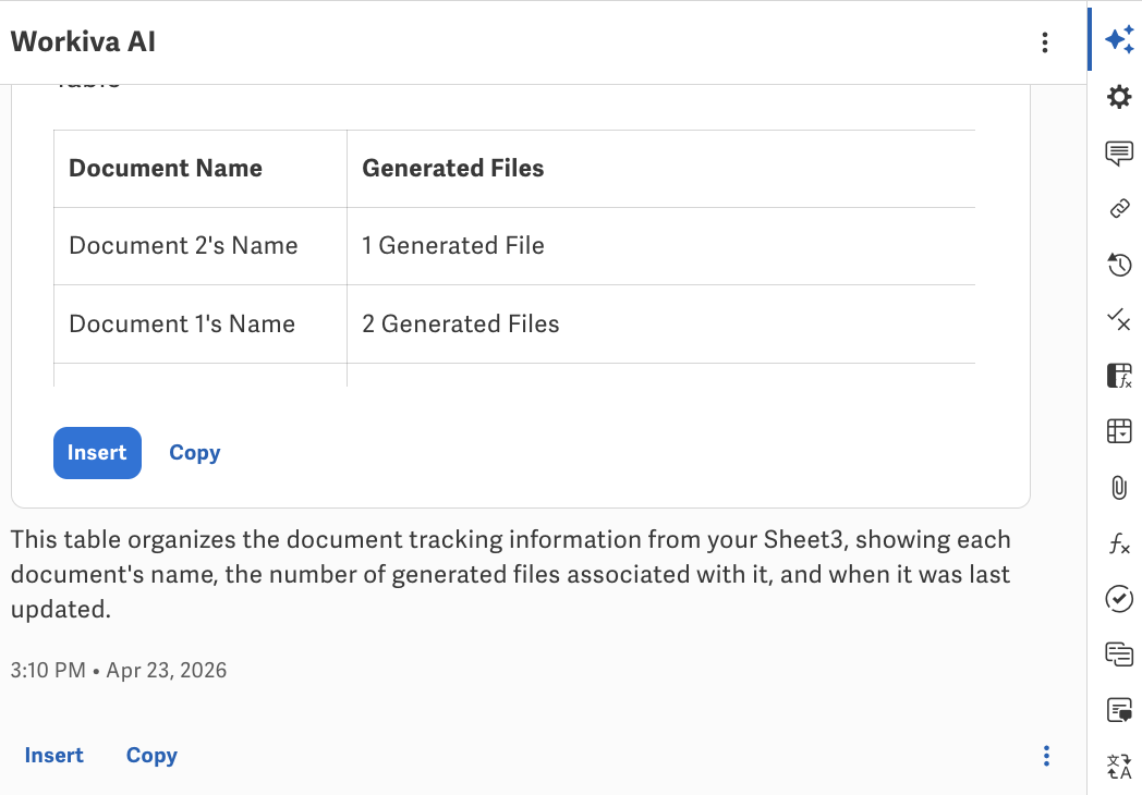 Inserting or copying content